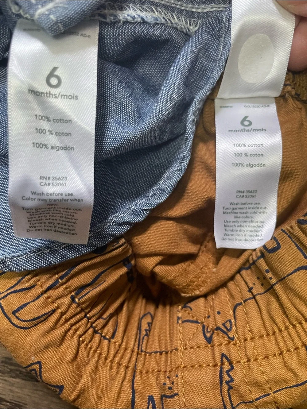 CARTER’S Baby Boy 2-Piece Chambray Shirt and Brown Pants Set size 6M